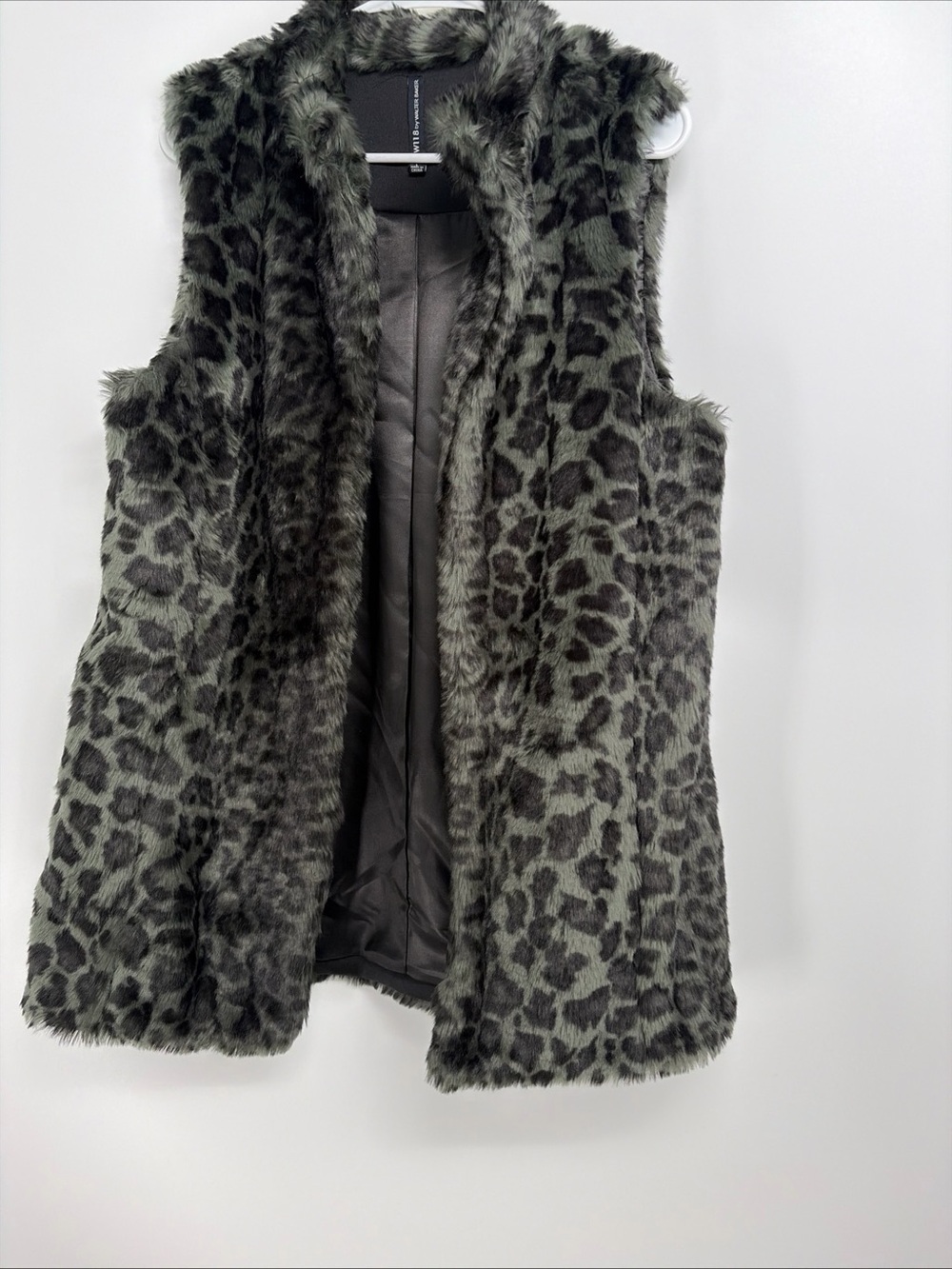 W118 by Walter Baker Faux Fur Jacket Size L Green Black Animal